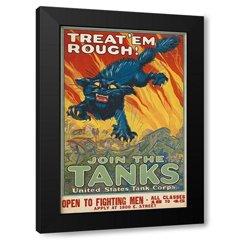Treat em Rough - Join the Tanks, 1917 Black Modern Wood Framed Art Print by Hutaf, August