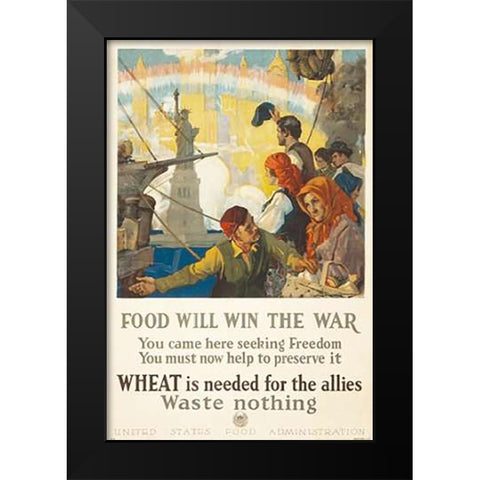 Food Will Win the War, 1917 Black Modern Wood Framed Art Print by Chambers, Charles Edward