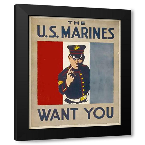 The U.S. Marines Want You, 1914/1918 Black Modern Wood Framed Art Print with Double Matting by Falls, Charles Buckles
