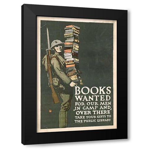 Books Wanted for our Men in Camp and Over There, 1918/1923 Black Modern Wood Framed Art Print with Double Matting by Falls, Charles Buckles