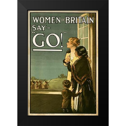 Women of Britain say - Go! Black Modern Wood Framed Art Print by Kealey, E.P