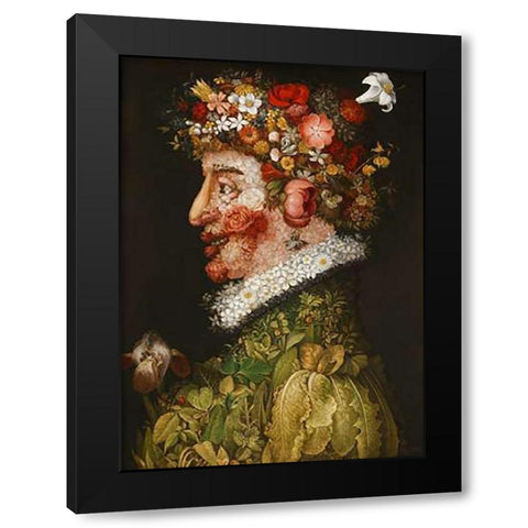 Spring Black Modern Wood Framed Art Print by Arcimboldo, Giuseppe