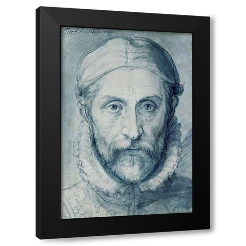 Self Portrait Black Modern Wood Framed Art Print with Double Matting by Arcimboldo, Giuseppe