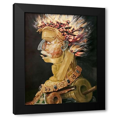 Fire Black Modern Wood Framed Art Print with Double Matting by Arcimboldo, Giuseppe