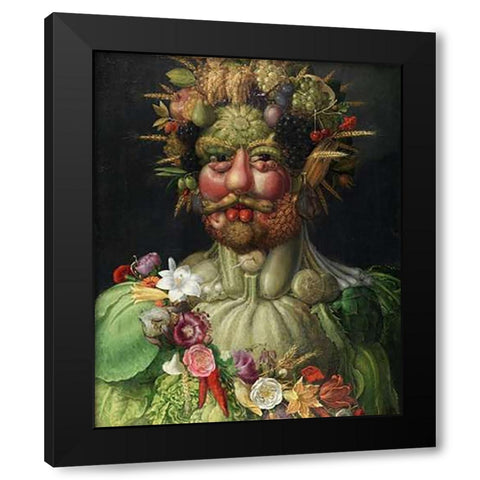 Vertumnus, 1591 Black Modern Wood Framed Art Print by Arcimboldo, Giuseppe
