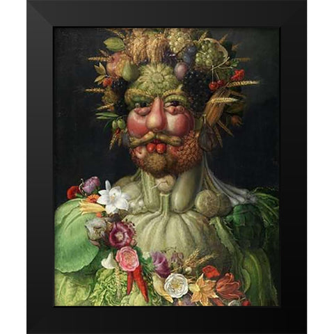 Vertumnus, 1591 Black Modern Wood Framed Art Print by Arcimboldo, Giuseppe