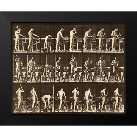 Motion Study: Woodwork Black Modern Wood Framed Art Print by Muybridge, Eadweard