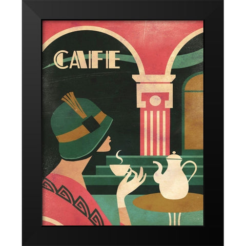 Art Deco Cafe Black Modern Wood Framed Art Print by Wickstrom, Martin