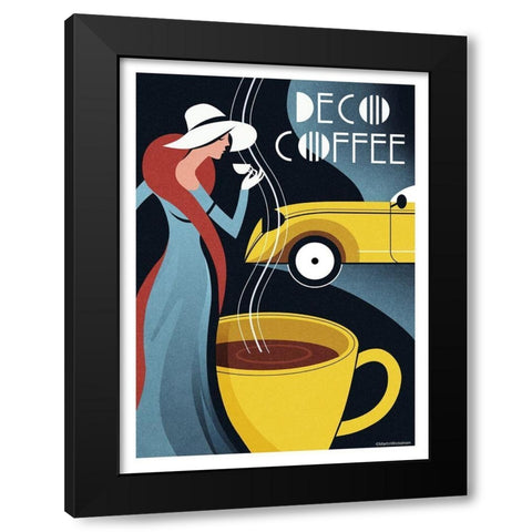 Deco Coffee Black Modern Wood Framed Art Print by Wickstrom, Martin