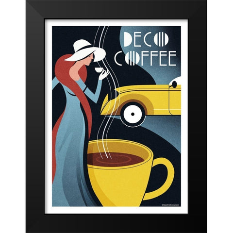 Deco Coffee Black Modern Wood Framed Art Print by Wickstrom, Martin