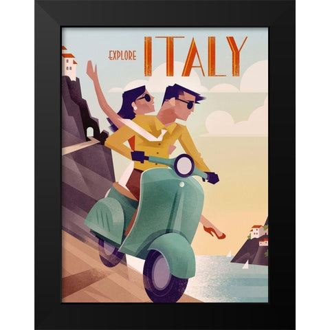 Explore Italy Black Modern Wood Framed Art Print by Wickstrom, Martin