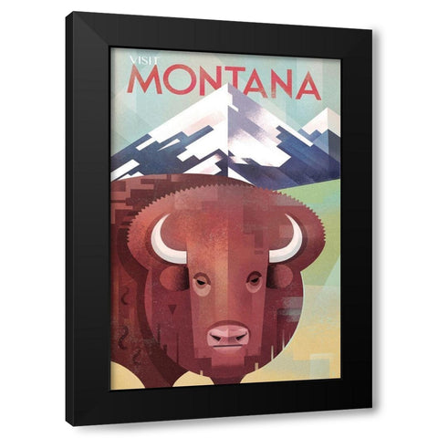 Visit Montana Black Modern Wood Framed Art Print with Double Matting by Wickstrom, Martin