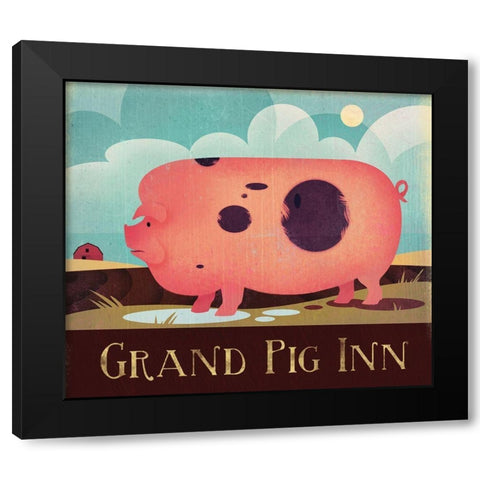 Grand Pig Inn Black Modern Wood Framed Art Print with Double Matting by Wickstrom, Martin