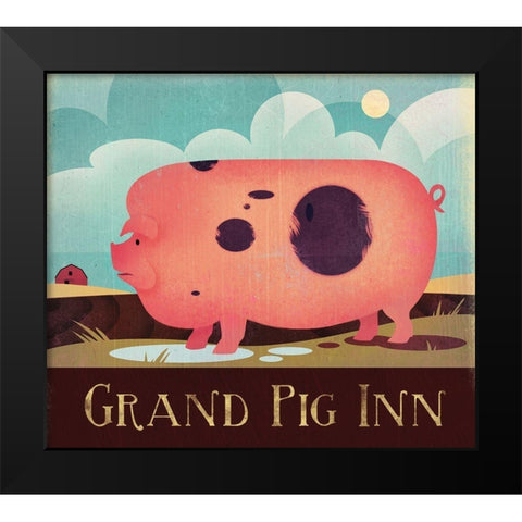 Grand Pig Inn Black Modern Wood Framed Art Print by Wickstrom, Martin