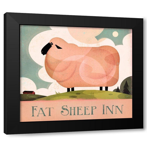 Fat Sheep Inn Black Modern Wood Framed Art Print by Wickstrom, Martin