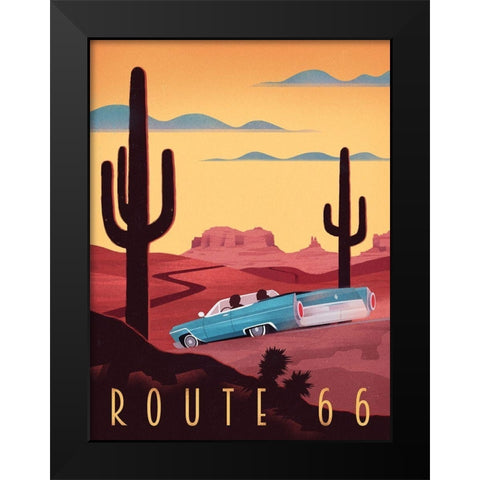 Route 66 Black Modern Wood Framed Art Print by Wickstrom, Martin