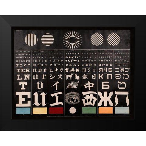 Multi-Lingual Eye Chart, ca. 1907 - Light Background Black Modern Wood Framed Art Print by Mayerle, George