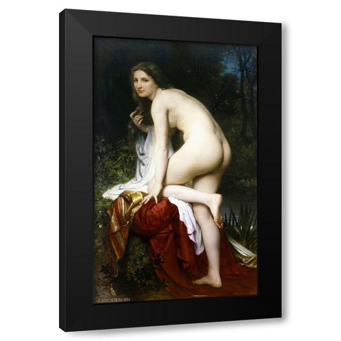 Baigneuse Black Modern Wood Framed Art Print by Bouguereau, William-Adolphe