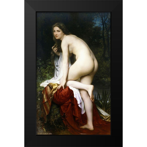 Baigneuse Black Modern Wood Framed Art Print by Bouguereau, William-Adolphe