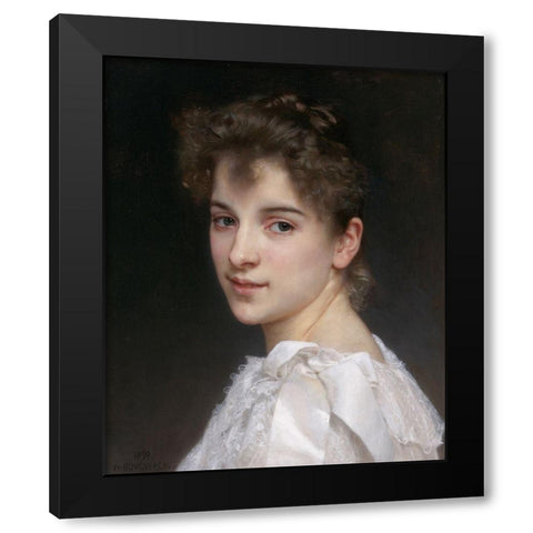 Gabrielle Black Modern Wood Framed Art Print with Double Matting by Bouguereau, William-Adolphe