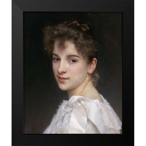 Gabrielle Black Modern Wood Framed Art Print by Bouguereau, William-Adolphe