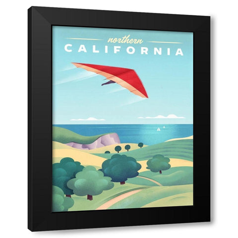Northern California - Hang Gliding Black Modern Wood Framed Art Print with Double Matting by Wickstrom, Martin