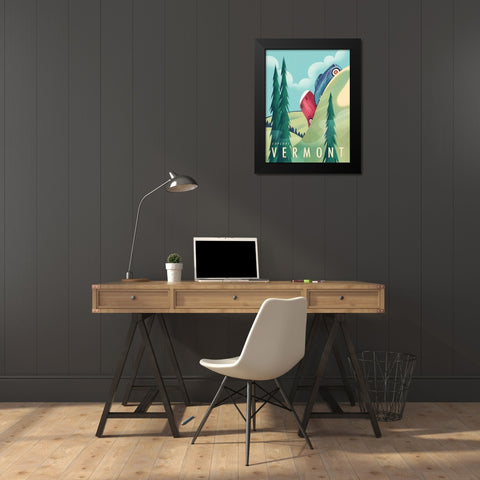 Explore Vermont Black Modern Wood Framed Art Print by Wickstrom, Martin