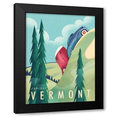 Explore Vermont Black Modern Wood Framed Art Print by Wickstrom, Martin