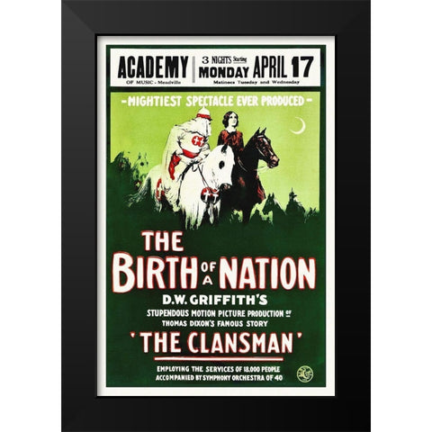 Birth of a Nation, poster Black Modern Wood Framed Art Print by Hollywood Photo Archive