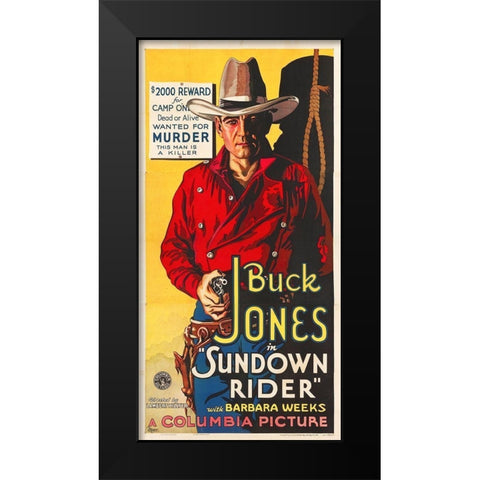 Buck Jones, Sundown Rider Black Modern Wood Framed Art Print by Hollywood Photo Archive