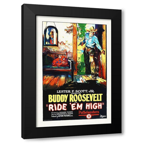 Buddy Roosevelt, Ride Em High Black Modern Wood Framed Art Print with Double Matting by Hollywood Photo Archive