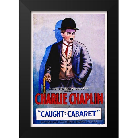 Chaplin, Caught in a Cabaret Black Modern Wood Framed Art Print by Hollywood Photo Archive
