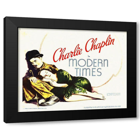 Charlie Chaplin, Modern Times Black Modern Wood Framed Art Print by Hollywood Photo Archive