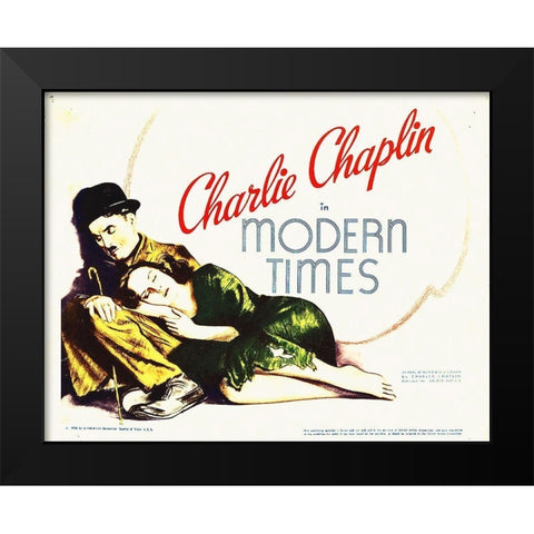 Charlie Chaplin, Modern Times Black Modern Wood Framed Art Print by Hollywood Photo Archive