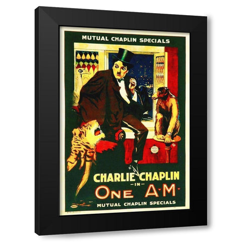 Charlie Chaplin, One A.M., 1916 Black Modern Wood Framed Art Print with Double Matting by Hollywood Photo Archive