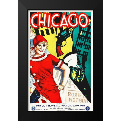 Chicago Black Modern Wood Framed Art Print by Hollywood Photo Archive