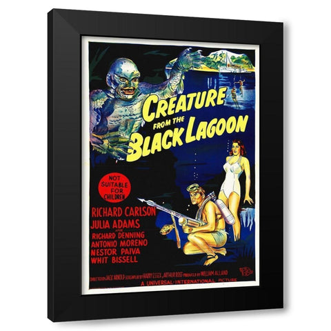 Creature From the Black Lagoon Black Modern Wood Framed Art Print with Double Matting by Hollywood Photo Archive