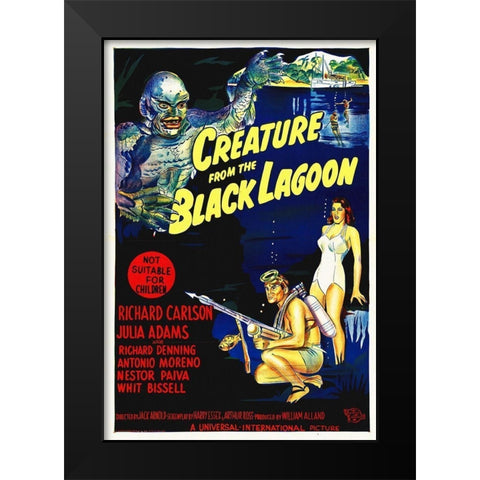 Creature From the Black Lagoon Black Modern Wood Framed Art Print by Hollywood Photo Archive