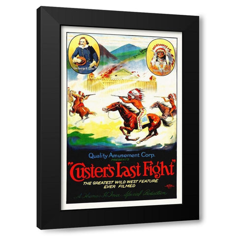 Custers Last Fight Black Modern Wood Framed Art Print with Double Matting by Hollywood Photo Archive