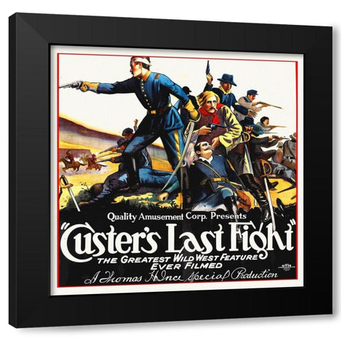 Custers Last Fight,  1912 Black Modern Wood Framed Art Print by Hollywood Photo Archive