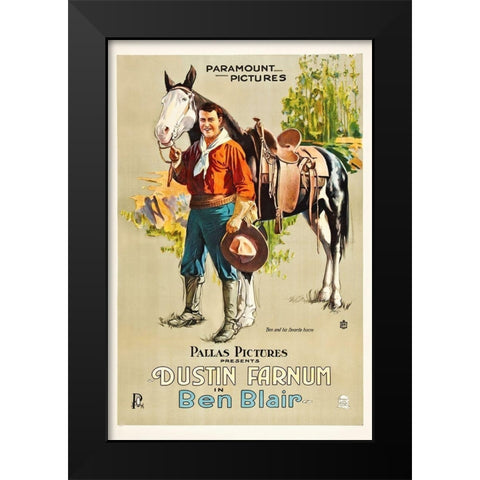 Dustin Farnum, Ben Blair,  1916 Black Modern Wood Framed Art Print by Hollywood Photo Archive