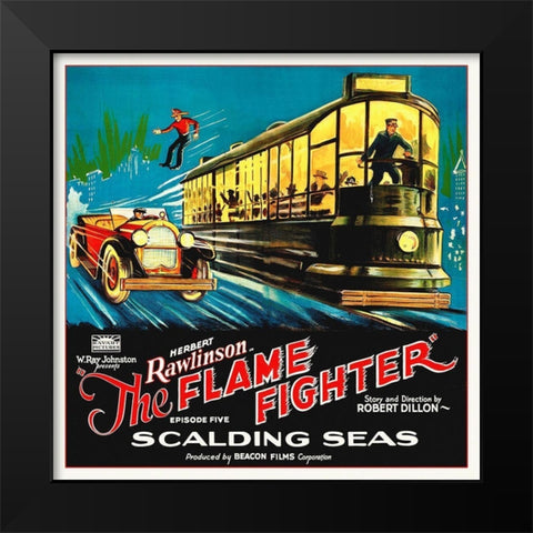 Flame Fighter, 6 sheet, 1925 Black Modern Wood Framed Art Print by Hollywood Photo Archive