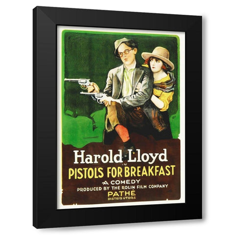 Harold Lloyd, Pistols For Breakfast Black Modern Wood Framed Art Print by Hollywood Photo Archive