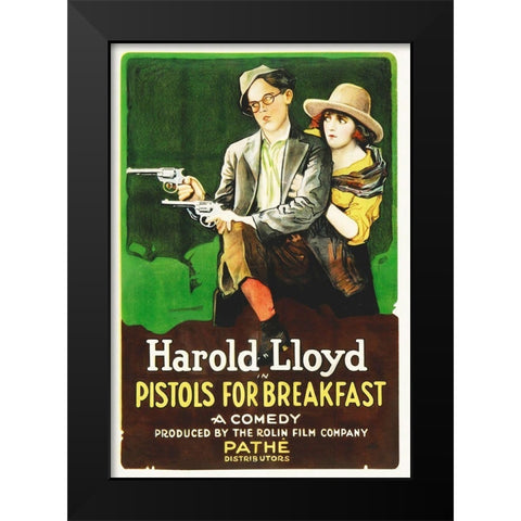 Harold Lloyd, Pistols For Breakfast Black Modern Wood Framed Art Print by Hollywood Photo Archive