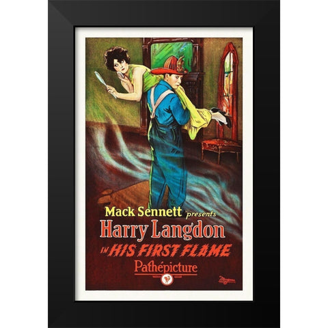 His First Flame Black Modern Wood Framed Art Print by Hollywood Photo Archive