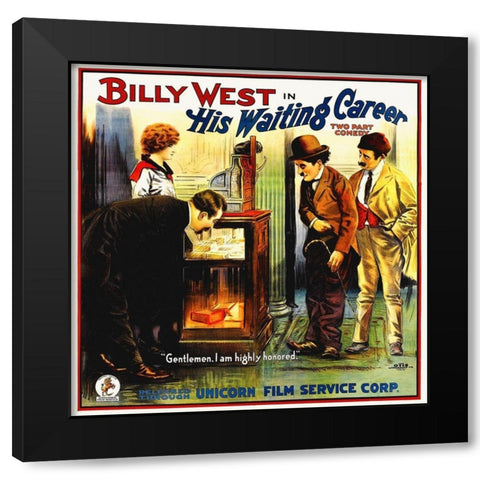 His Waiting Career, 1916 Black Modern Wood Framed Art Print by Hollywood Photo Archive