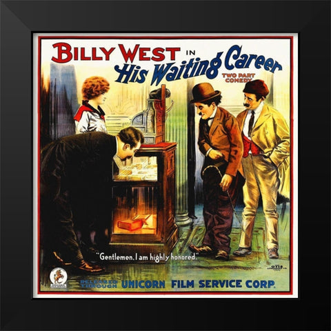 His Waiting Career, 1916 Black Modern Wood Framed Art Print by Hollywood Photo Archive