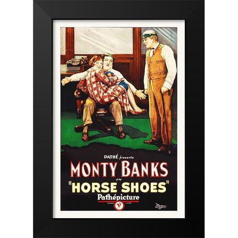 Horse Shoes Black Modern Wood Framed Art Print by Hollywood Photo Archive
