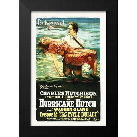 Hutch, The Cycle Bullet, ep 2,  1921 Black Modern Wood Framed Art Print by Hollywood Photo Archive