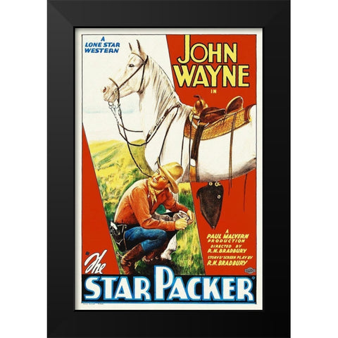 John Wayne Black Modern Wood Framed Art Print by Hollywood Photo Archive